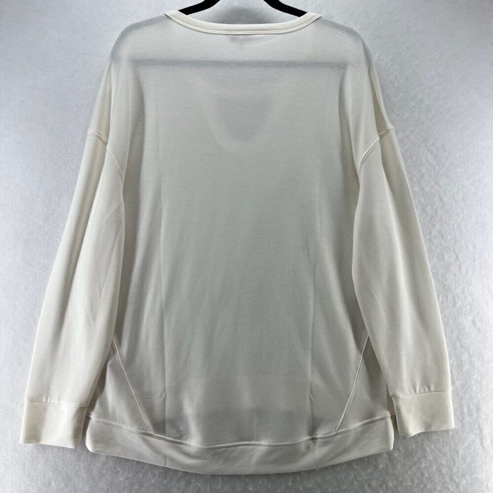 Juicy Couture Sweatshirt Sz L Terry Keyhole Neck Long Sleeve Pullover Off White - Picture 2 of 10